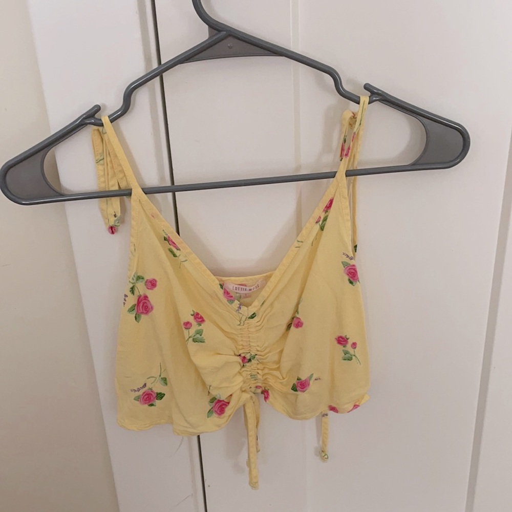 Yellow flowery crop top
